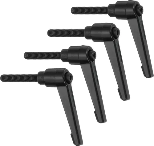 Vista 8 de uxcell 4 perillas ajustables M5 x 0.472 in, rosca macho, botón de trinquete, bloqueo rápido, perno giratorio para maquinaria de torno, color negro