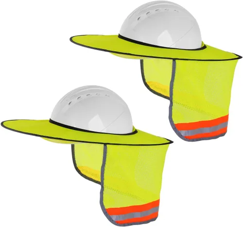 Vista 8 de Paquete de 2 protectores solares para casco duro, protector solar de malla de ala completa para cascos duros, alta visibilidad, reflectante