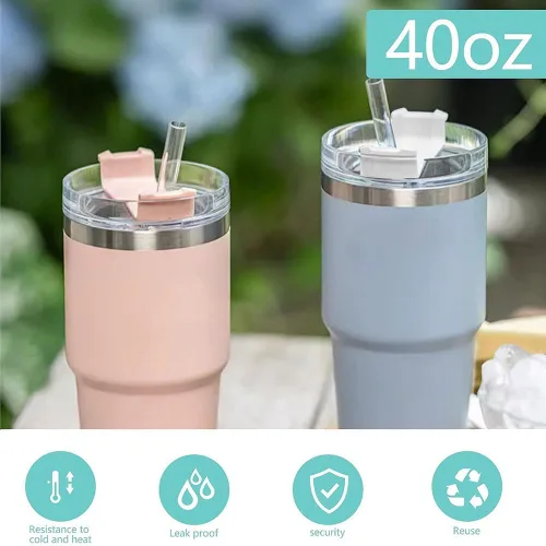 Vista 7 de 2 piezas de tapa de vaso para taza Stanley de 40oz, a prueba de polvo, a prueba de derrames, resistente a salpicaduras, tapa de repuesto para taza