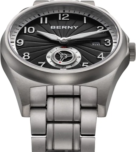 Vista 2 de BERNY Reloj automático de titanio para hombre, relojes de pulsera clásicos de titanio completo