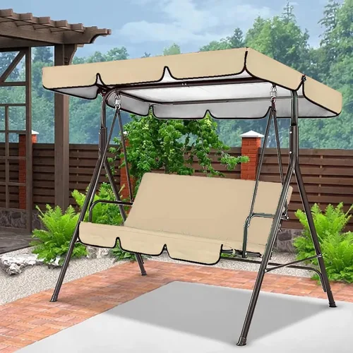 Vista 5 de Juego de funda para toldo de columpio para patio, 76.8 pulgadas de largo x 49.2 pulgadas de ancho, funda de cojín de repuesto 210D impermeable