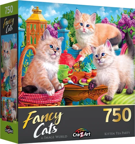Vista 5 de RoseArt - Fancy Cats - Lecciones de la tarde - Rompecabezas de 750 piezas para adultos