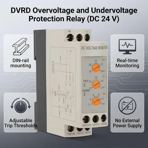 Vista 3 de Relé de monitoreo de sobretensión de bajo voltaje Disyuntor Módulo de control ajustable DC 12V/24V/36V/48V (DC24V)