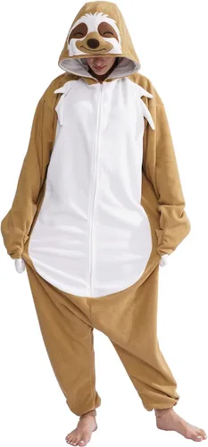 Vista 2 de Adult Sloth Onesie Pajamas Cosplay Animal Homewear Sleepwear Jumpsuit Costume for Women Men