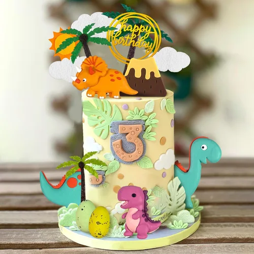 Vista 4 de Decoración de pastel de dinosaurio de arcilla para pastel de feliz