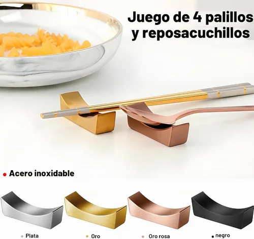 Vista 2 de MyLifeUNIT Soporte para palillos de acero inoxidable, soporte para cuchillos y palillos, juego de 4 (negro)