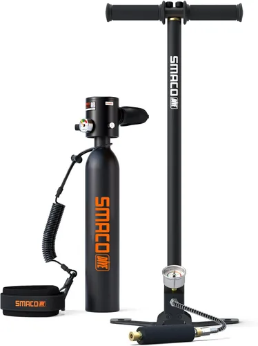Vista 11 de SMACO S300 Mini Scuba Tank Handheld Diving Lung Air Tank 0.5L Aluminum Pony Bottle, Compact & Lightweight, for Recreational Diving, Pool Training