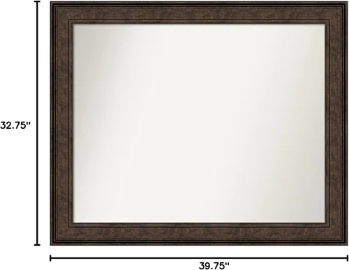 Vista 601 de Amanti Art Espejo de pared personalizado no biselado (25 x 25 pulgadas), marco de bronce acentuado, varios tamaños personalizados, espejo de baño