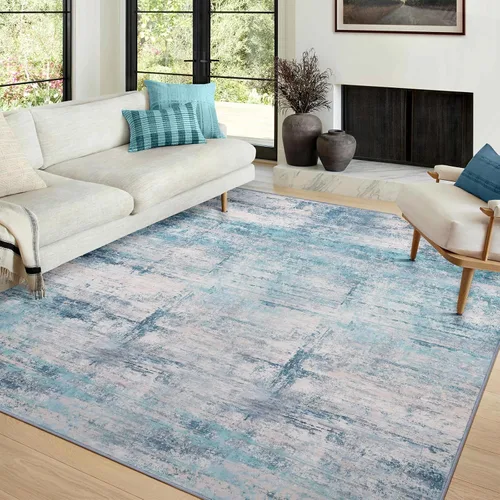 Vista 250 de Alfombra abstracta de 3 x 5 para sala de estar, dormitorio, entrada, color azul