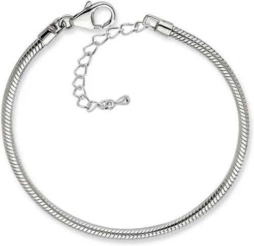Vista 3 de RUBYCA Pulsera de encanto europea de color plateado cadena de serpiente cierre de langosta fabricación de joyas 6.3 pulgadas 5pcs