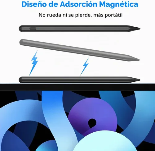 Vista 5 de NTHJOYS - Bolígrafos para pantallas táctiles, lápiz óptico activo para iOS/Android con diseño magnético de punta fina compatible con Apple Negro