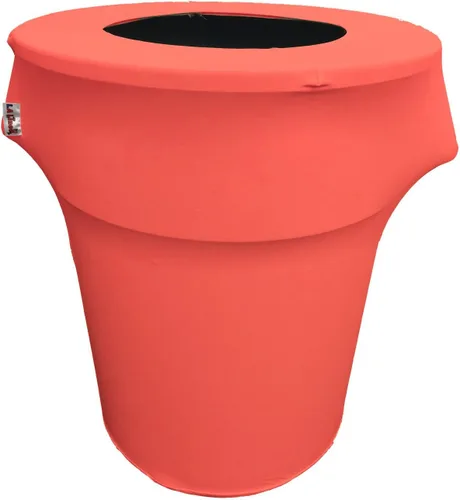 Vista 48 de LA Linen Funda elástica de elastano ajustable para cubo de basura Slim Jim de 23 galones, cubierta de contenedor de residuos, decoración de patio