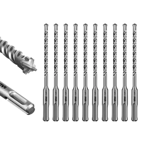 Vista 50 de SALI 10 brocas de martillo giratorio SDS Plus de 1/2 x 6 pulgadas, kit de broca para hormigón, material de carburo de doble rosca de tipo cruzado