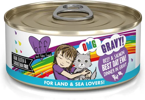 Vista 37 de Weruva B.F.F. OMG – mejor amigo felino Oh My Gravy! Latas de comida húmeda natural sin granos, recetas de tierra y mar en salsa