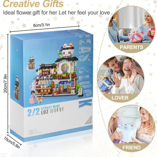 Vista 5 de Kit de mini bloques plegables japoneses de vista callejera - Tienda Izakaya, juguete de tienda de mini marca japonesa, regalo para adultos, niños