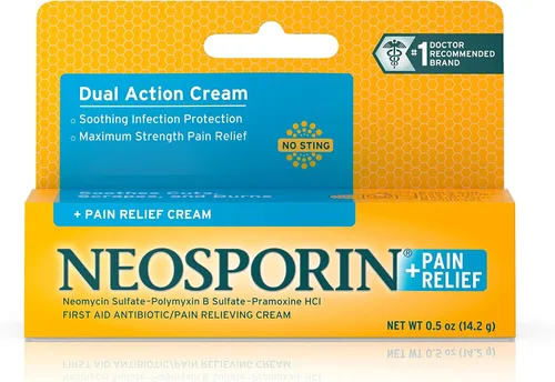 Vista 2 de Neosporin + Crema de doble acción para aliviar el dolor, 0.5 onzas