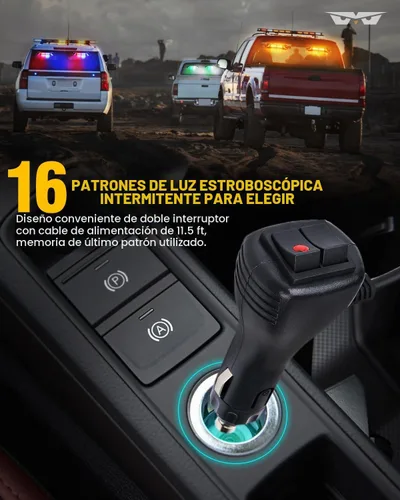 Vista 4 de LUMENIX Barras de Luces Estroboscópicas LED de Emergencia para Salpicadero de Aluminio, Advertencia de Seguridad para Parabrisas Delantero