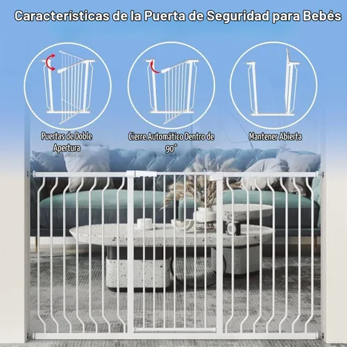 Vista 3 de WAOWAO Puerta extra alta para mascotas para perros y bebés, de 40.55 Blanco