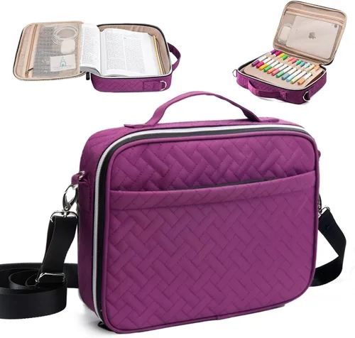Vista 18 de Elegante funda para la Biblia de IMAGINING para mujer, funda para Biblia con asas y bolsas, gran regalo y protector de libros