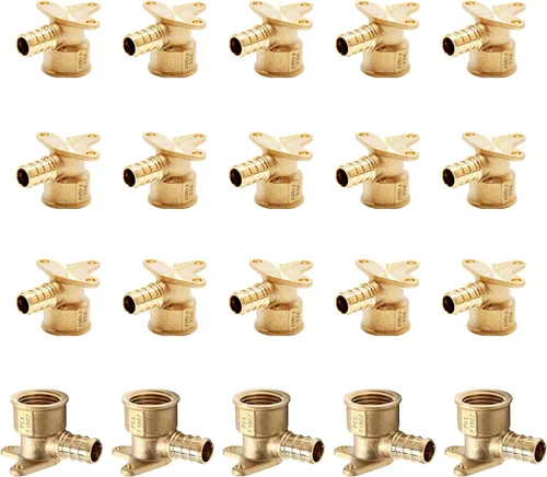 Vista 23 de PEX Fittings, 1/2" PEX x 1/2" hembra NPT Drop Ear Elbow Accesorios de engarce de latón PEX, para fontanería de tubería PEX, ASTM F1807