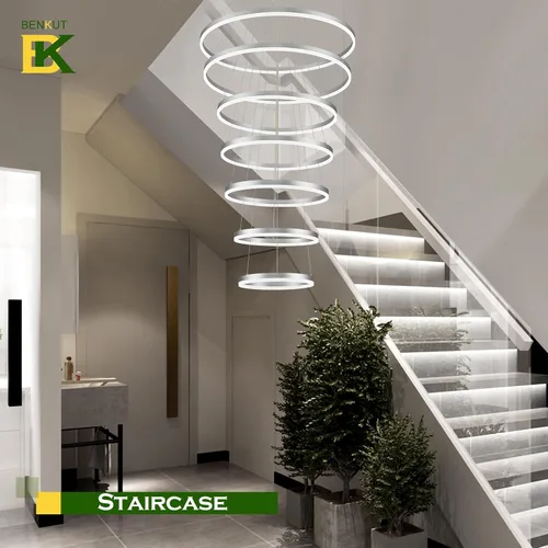 Vista 90 de Benkut Lámpara de Araña de Anillo LED Moderna Negra para Comedor, Lámpara de Araña de Techo Circular Empotrada Regulable con Control Remoto