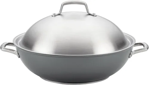Vista 19 de Anolon Accolade - Juego de ollas y sartenes antiadherentes anodizadas forjadas, juego de utensilios de cocina de inducción, 12 piezas, gris piedra