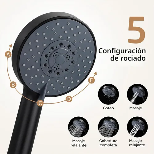 Vista 3 de KES Soporte de cabezal de ducha ajustable con combo de barra deslizante, cabezal de ducha de mano con manguera, kit de ducha de mano de 5 funciones