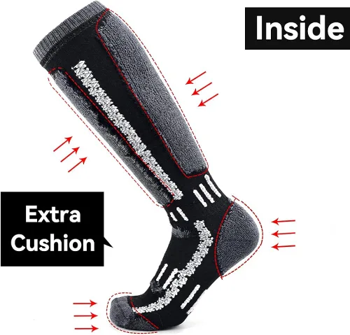 Vista 4 de Busy Socks Calcetines de esquí de lana merina para hombre y mujer, calcetines cálidos para esquí, snowboard, deportes al aire libre, clima frío
