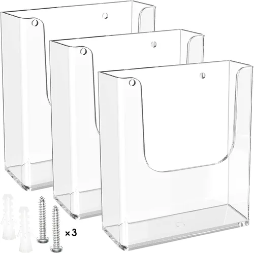 Vista 8 de MaxGear - Soporte de pared acrílico para folletos, 4 pulgadas de ancho, paquete de 3