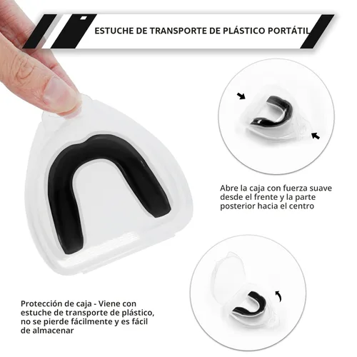 Vista 5 de Paquete de 5 protectores bucales para niños y jóvenes, para deportes, niños y niñas, con funda, protector bucal deportivo para fútbol, lacrosse