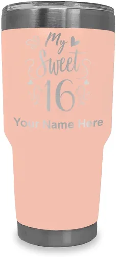 Vista 21 de LaserGram Taza aislada al vacío de 20 onzas, My Sweet 16, grabado personalizado incluido (gris)
