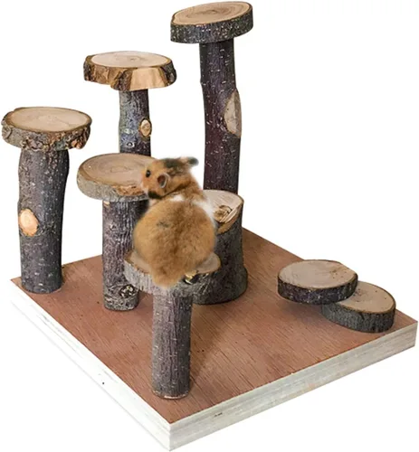 Vista 7 de Plataforma de hámster de madera Climb Toy Cage Accesorios para hámster enano jerbo