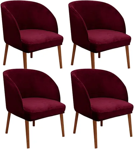 Vista 20 de Juego de 2 fundas de terciopelo elástico para sillas de comedor, con respaldo curvo moderno, protector de silla para sala de estar, dormitorio, Beige
