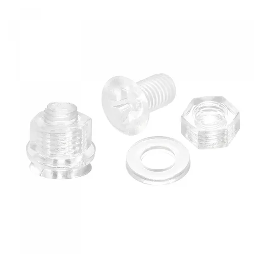 Vista 6 de uxcell Tornillos de máquina Phillips de plástico M3 x 0.472 in con tuercas y arandelas planas, pernos de máquina de cabeza plana de PC
