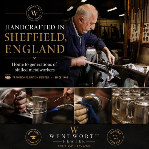 Vista 4 de Wentworth Pewter Copa de vino blanco, copa de vino de peltre sin plomo de 8.5 fl oz, acabado a mano en Sheffield, Inglaterra, pulido con espejo