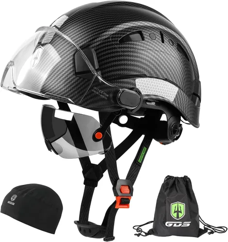 Vista 10 de GREEN DEVIL Casco de seguridad con visera tintada y transparente con ventilación Casco de construcción ABS Cascos de construcción para hombres