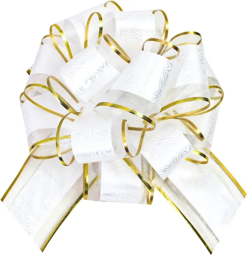 Vista 8 de WEWILUCK Lazos para envolver regalos, lazos dorados con purpurina para cumpleaños, Navidad y Año Nuevo, 8 lazos de regalo de 6 pulgadas con cinta
