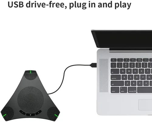 Vista 4 de Altavoz de conferencia USB con micrófono omnidireccional 360 para 8-10 personas, reducción de ruido DSP inteligente para reuniones de video (gris)