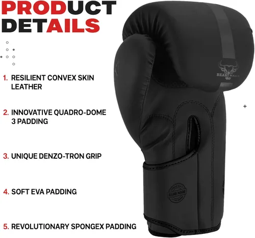 Vista 3 de BEAST RAGE Guantes de boxeo Muay Thai Kickboxing MMA Bolsa de Lucha Entrenamiento Golpe Entrenamiento Hombres Mujeres Sparring Fitness Mitones