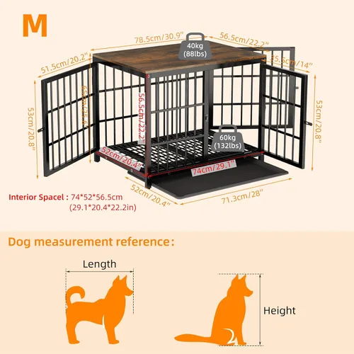 Vista 4 de Bingopaw Muebles de jaula para perros: jaula para cachorros de 30 pulgadas conectable con parte superior de madera, mesa auxiliar para perros