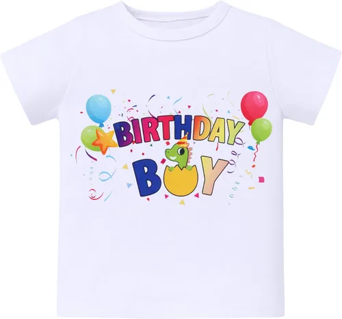 Vista 19 de ODASDO Conjunto de camiseta de manga corta para bebé, diseño de dinosaurio, 1º, 2º y 3º cumpleaños