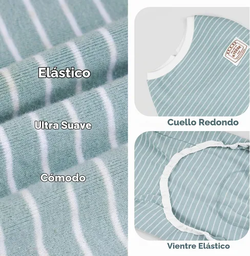 Vista 3 de KYEESE Pijama a rayas para perros pequeños, mameluco elástico para uso 01# Rayas verdes
