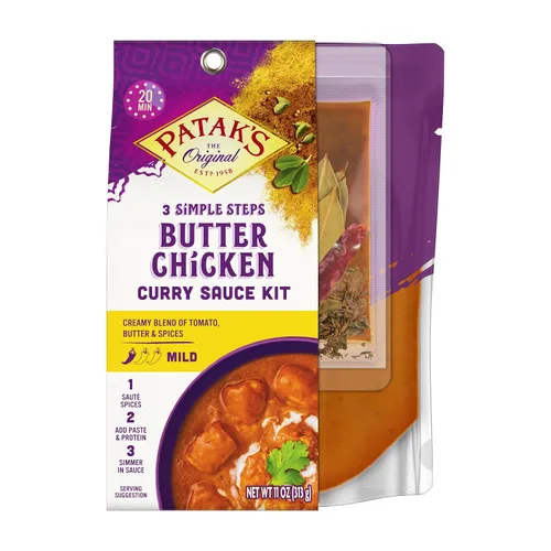 Vista 14 de Kit de salsa de curry en 3 pasos de Patak’s Paquete de variedad (2 Tikka Masala, 1 Butter Chicken) - Kit de comida vegetariana para cocinar
