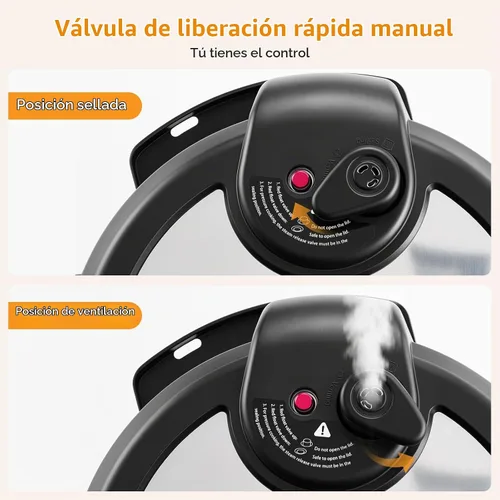 Vista 5 de NEWBULIG Olla a presión eléctrica 10 en 1, olla múltiple de 3 cuartos de galón para arroz, guiso y vapor, pequeña olla programable de acero