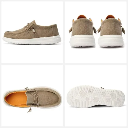Vista 5 de Mocasines casuales para hombre, zapatos de barco para hombre, zapatos de lona ligeros, suela suave, cómodos zapatos para caminar