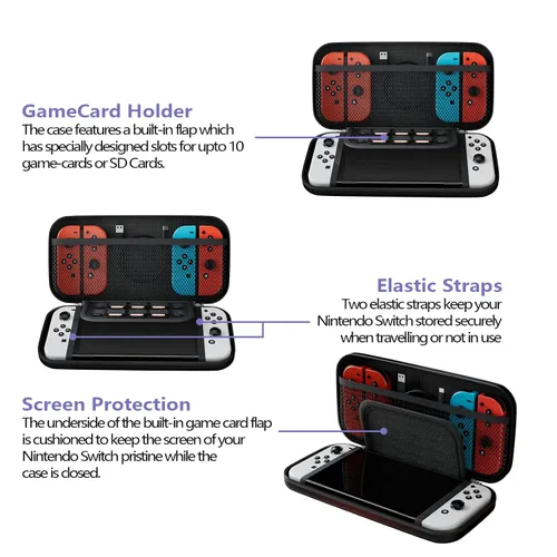 Vista 4 de taplzmg case for Nintendo switch Switch oled switch carrying case with 10 Game Cartridges Hard Shell Travel Switch Pouch for Console & Accessories
