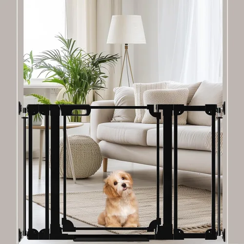 Vista 19 de WAOWAO Puerta transparente para bebés para escaleras, diseño moderno, acrílico con cierre automático, puerta para mascotas, 29.52-37.79 pulgadas