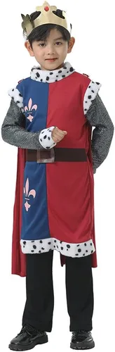 Vista 3 de Disfraz de rey medieval para cosplay, disfraz de Halloween para niños, disfraz de fiesta de carnaval de Purim