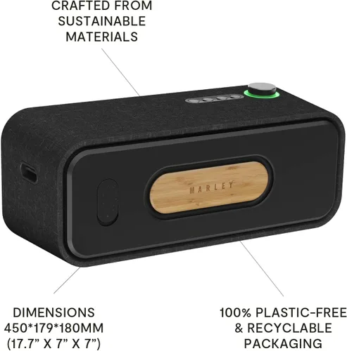 Vista 5 de House of Marley Get Together 2 XL: Altavoz portátil para fiestas con conectividad Bluetooth inalámbrica, 20 horas de tiempo de reproducción