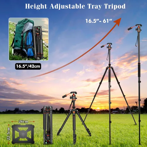 Vista 7 de Trípodes de Cámara y Soporte para Proyector, Trípode 2 en 1 para Cámara con Bandeja de Metal Extraíble, Trípode Resistente para DSLR, Proyector